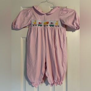 Smocked long sleeve zoo bubble